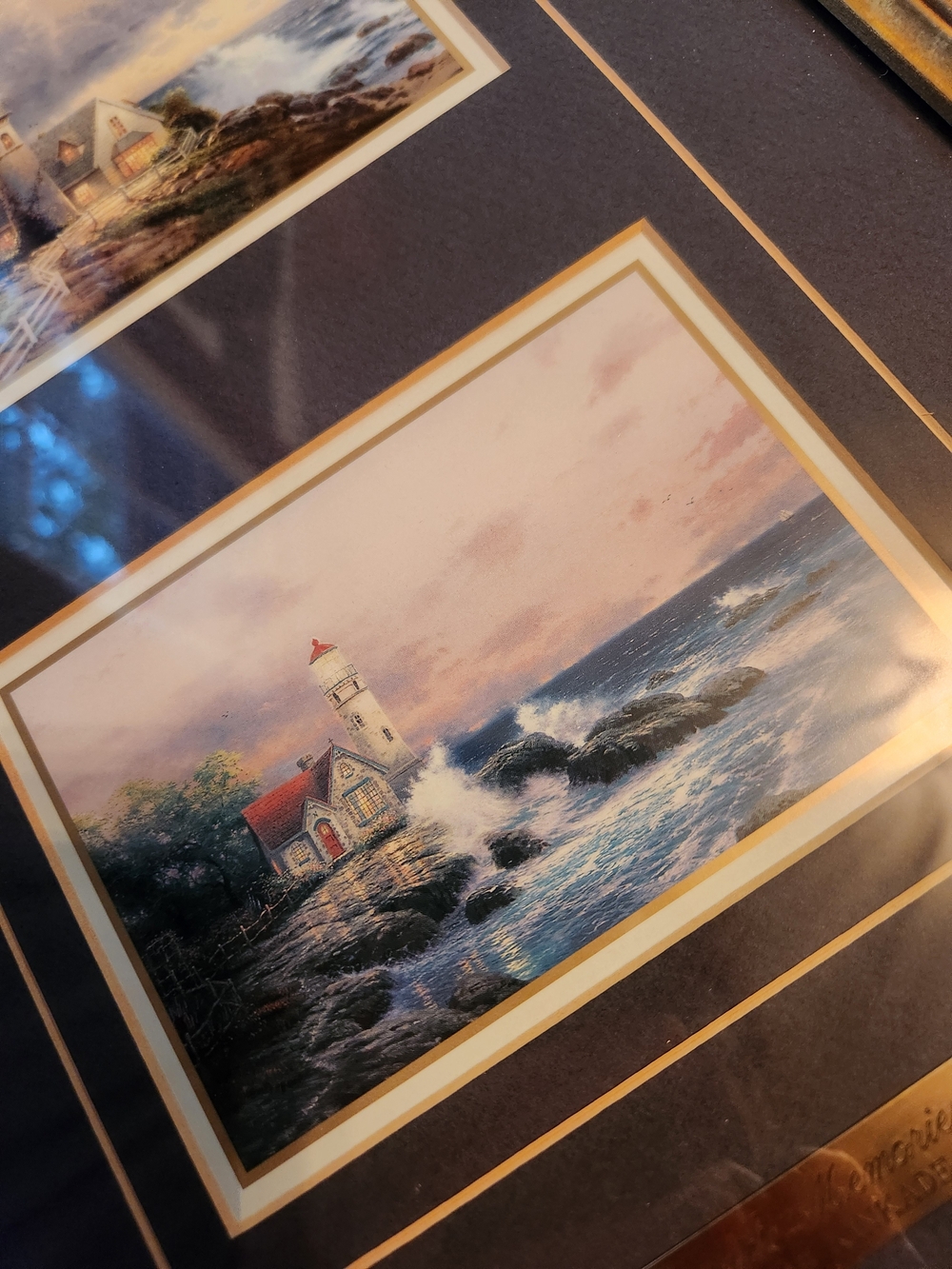 Framed Triple Lighthouse Seascape Accent Prints in Black and Gold - Picture 6 of 10